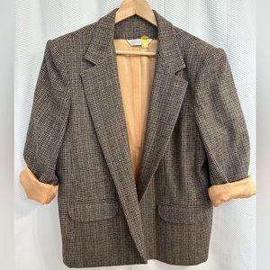 Vintage Barclay Square Tweed Herringbone Wool Blazer Size 18 (XL)